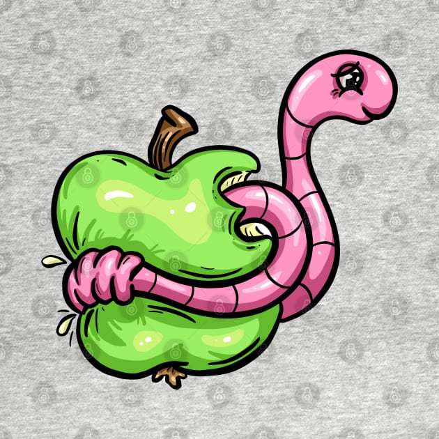 Worm in an Apple Cartoon Character Illustration by Squeeb Creative